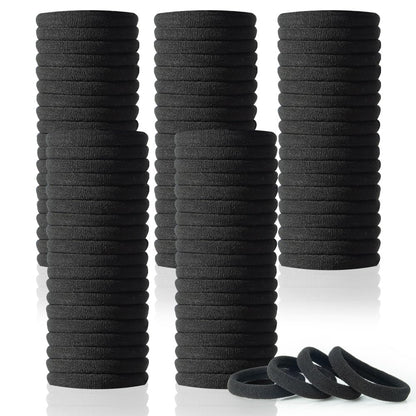 100 Stück AOHIEDI Schonende Haargummis für Frauen und Mädchen, Elastische Haarbänder für alle Haartypen, Dick oder Dünn, Einfach zu Entfernen und Verheddern Nicht, Aufgerüstet, Schwarz