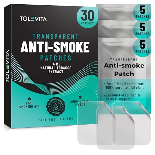 TOLEVITA Anti-Rauch Kräuterpflaster Transparent 14 mg | Nikotinfreies Pflaster zur Reduzierung von Heißhunger | Pflaster zur Raucherentwöhnung für einen gesünderen Lebensstil - 30 Pflaster