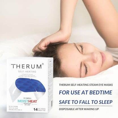 THERUM 120 Min Lang anhaltende Selbstheizende Dampf-Augenmaske für müde & trockene Augen, Meibom-Drüsen-Dysfunktion, Gerstenkorn, Blepharitis (14 Einheiten/1 Box)