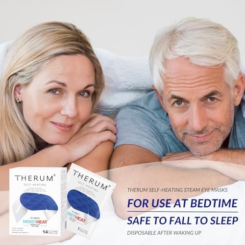 THERUM 120 Min Lang anhaltende Selbstheizende Dampf-Augenmaske für müde & trockene Augen, Meibom-Drüsen-Dysfunktion, Gerstenkorn, Blepharitis (14 Einheiten/1 Box)