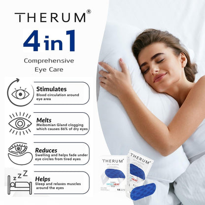 THERUM 120 Min Lang anhaltende Selbstheizende Dampf-Augenmaske für müde & trockene Augen, Meibom-Drüsen-Dysfunktion, Gerstenkorn, Blepharitis (14 Einheiten/1 Box)
