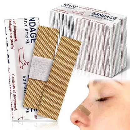 Funtery 200 Stück Stoffpflaster 0,38" x 1,5" Rechteckig, Flexible Klebende Kleine Gesichtspflaster mit Saugkissen für die Wundversorgung