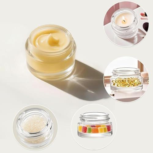 Seuqhck 90er-Pack 5 ml kleine klare Gläser, leere Glas-Kosmetikbehälter in Bulk mit luftdichtem Deckel, Creme-Behälter für Beauty-Proben, Reisen, Lotionen, Essenzen (klar & schwarz)