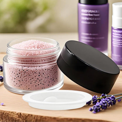Seuqhck 90er-Pack 5 ml kleine klare Gläser, leere Glas-Kosmetikbehälter in Bulk mit luftdichtem Deckel, Creme-Behälter für Beauty-Proben, Reisen, Lotionen, Essenzen (klar & schwarz)