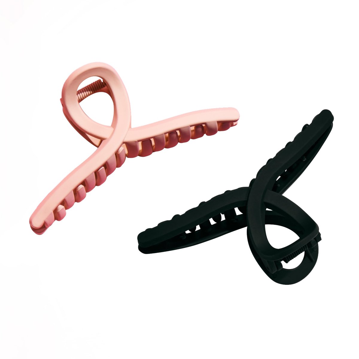 Gimme Beauty Loop Claw Clip Duo – Sanfter Halt für alle Haartypen – Rutschfest, fester Griff für tägliches Styling – Premium-Clips für feines & kurzes Haar – Schwarz & Tan (2er-Pack)