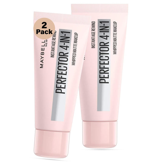 Instant Age Rewind 4-in-1 Matte Perfector – Foundation, Primer, Concealer & Puder für makellose, glanzfreie Haut – Leichte, aufbaubare Deckkraft – Lang anhaltender, matter Finish – Farbton 01 Light (2er-Pack, 1 Unze)