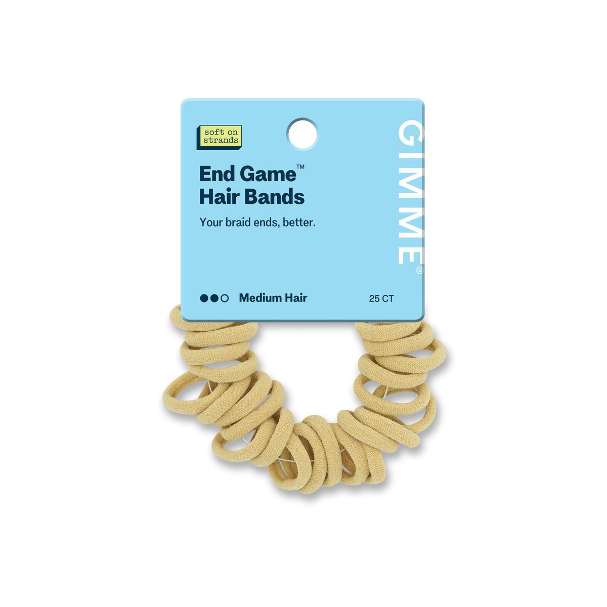 Gimme Beauty No Snag Braid Ends – Nahtlose Nylon- & Spandex-Haargummis für Zöpfe – Sanfter Halt ohne Ziepen – 25er Pack, Blond
