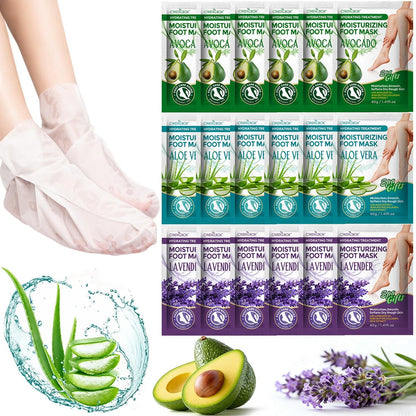 18er Pack Feuchtigkeitsspendende Fußmaske, Hydratisierende Fußmasken für trockene, rissige Füße, Feuchtigkeitsspendende Socken für weiche und geschmeidige Füße, Fußpflege-Spa-Geschenke für Frauen, Männer, Muttertag