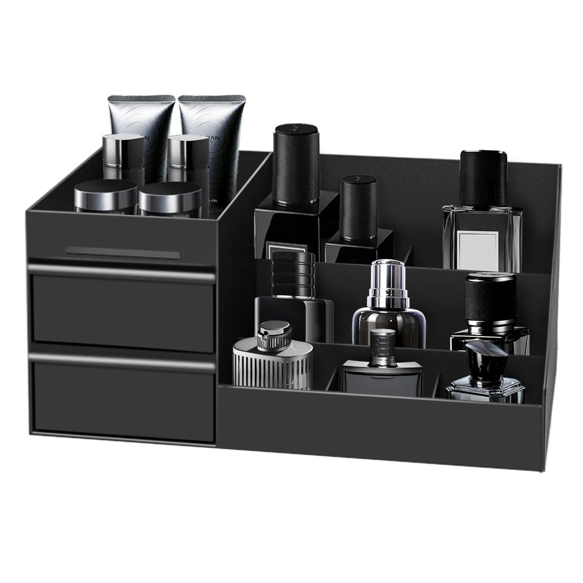 Turesmith Herren Organizer – Parfüm Organizer für Männer, Cologne Stand, Kosmetik Organizer, Badtheke Aufbewahrung, schwarz