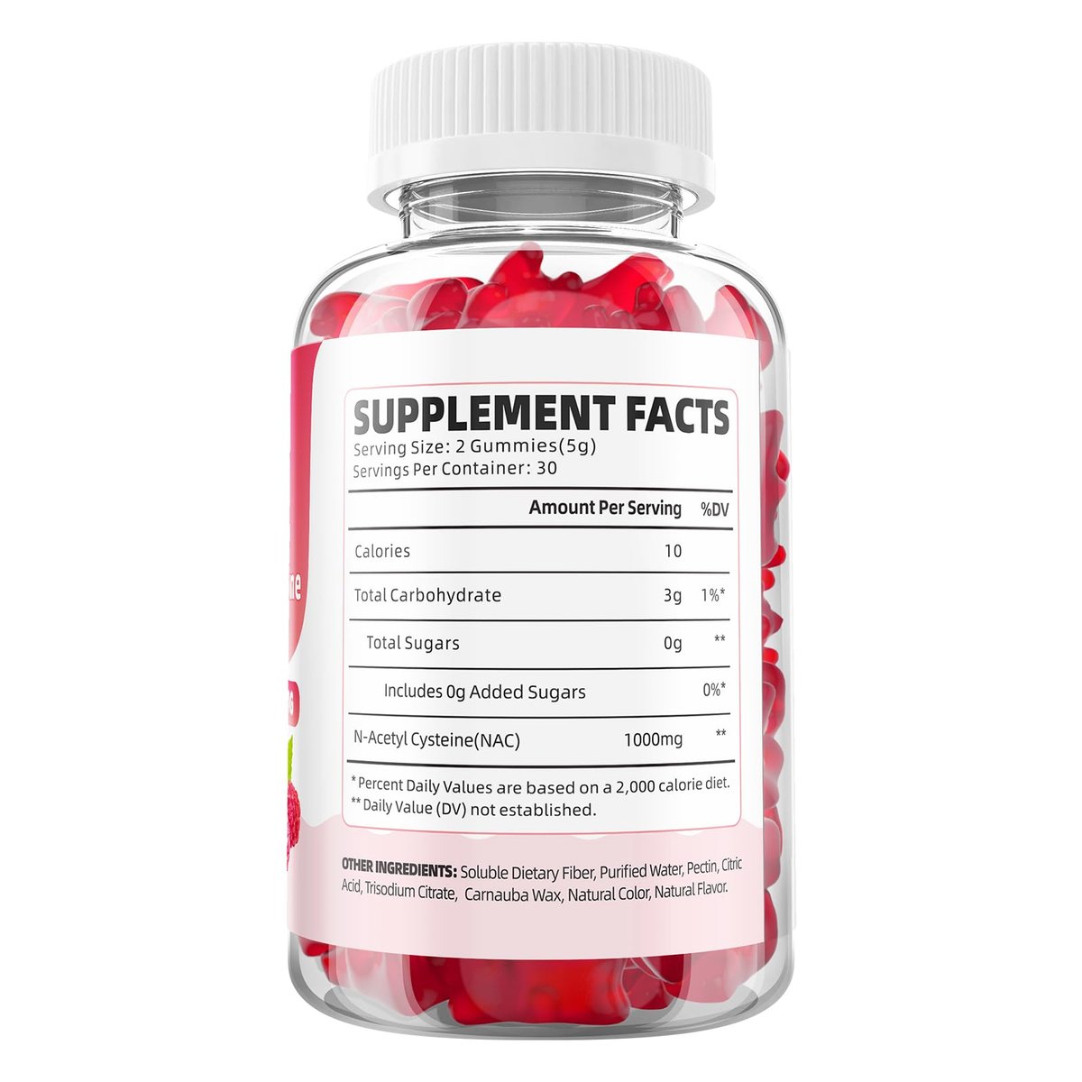 GrnLife NAC Gummis für Kinder & Erwachsene, 1000mg N-Acetylcystein Supplement, Antioxidantien & Immununterstützung, Lebergesundheit, Himbeergeschmack, 60 Stück