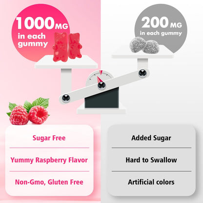 GrnLife NAC Gummis für Kinder & Erwachsene, 1000mg N-Acetylcystein Supplement, Antioxidantien & Immununterstützung, Lebergesundheit, Himbeergeschmack, 60 Stück