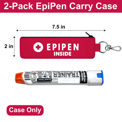 ICIMBI 2er-Pack EpiPen-Tragetasche isoliert, rot – Epipen-Halter-Tasche mit Karabiner für 1 EpiPen Asthma Allergie Medikament, Sport Outdoor Reise Epipen-Etui zum Gehen oder Laufen