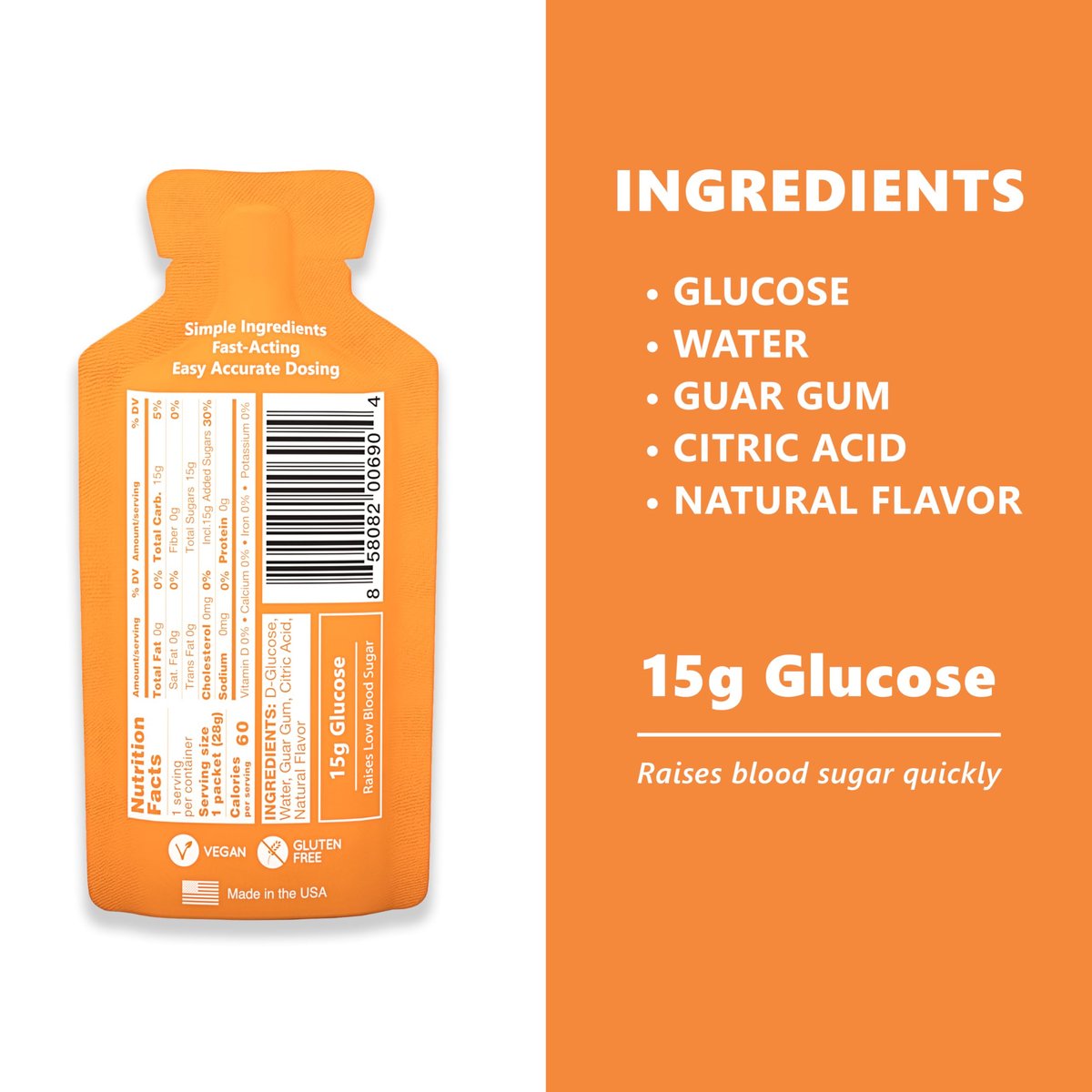 HÜMA CHIA ENERGY GEL Glukose-Flüssiggel, Packung mit 10, Orange – 15 g schnell wirkende flüssige Glukose