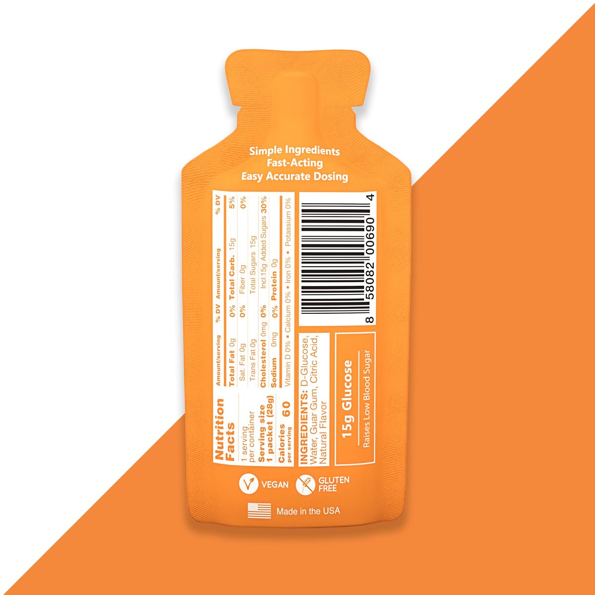 HÜMA CHIA ENERGY GEL Glukose-Flüssiggel, Packung mit 10, Orange – 15 g schnell wirkende flüssige Glukose