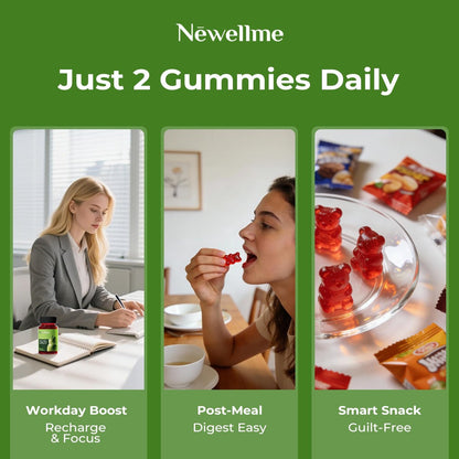 NEWELLME Zuckerfreie Apfelessig Gummibärchen 1000 mg ACV mit Mutter + Vitamin B12 für Darmgesundheit, Blähungen Linderung & Stoffwechsel, Vegan Keto Glutenfrei, 60 Stück (1 Packung)
