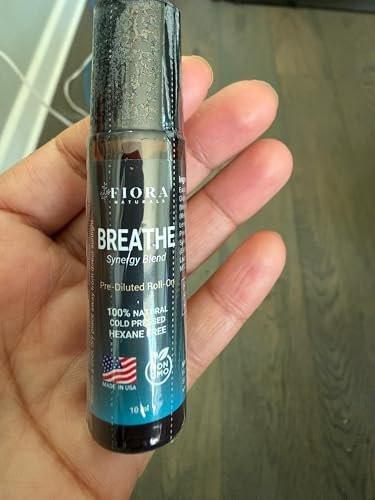 Fiora Naturals Breathe Essential Oil Roll-On – 100% reine Mischung aus Eukalyptus, Pfefferminze & Teebaumöl – Aromatherapie-Roll-on, therapeutische Qualität, 0,33 Fl Oz