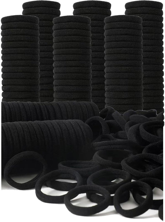 200 Stück Schwarze Haargummis für Frauen, Mädchen, Männer, Kinder, Kleinkinder – Nahtlos, Dick, Kein Haarbruch, Elastische Haarbänder für Pferdeschwänze, Workouts und den täglichen Gebrauch, Weiche nahtlose Nylon Haargummis für dickes & lockiges Haar