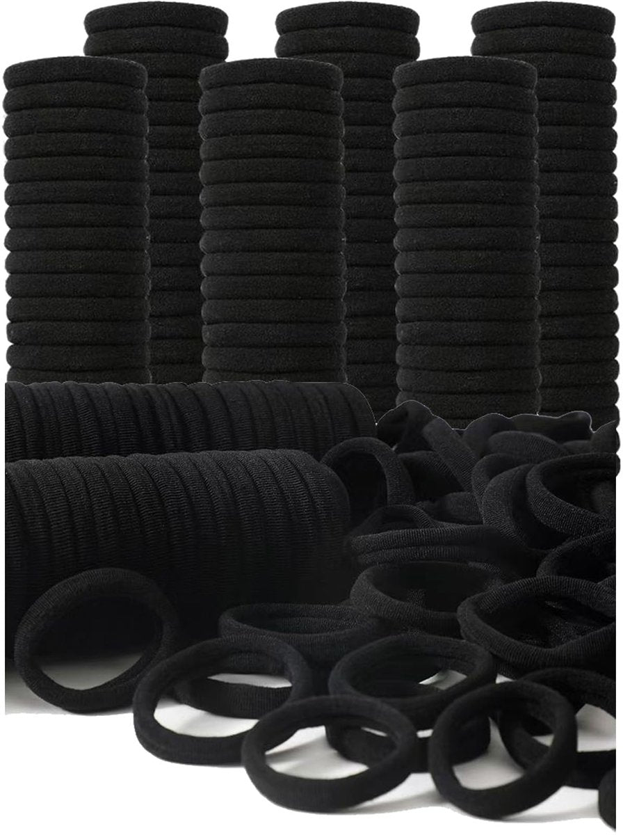 200 Stück Schwarze Haargummis für Frauen, Mädchen, Männer, Kinder, Kleinkinder – Nahtlos, Dick, Kein Haarbruch, Elastische Haarbänder für Pferdeschwänze, Workouts und den täglichen Gebrauch, Weiche nahtlose Nylon Haargummis für dickes & lockiges Haar