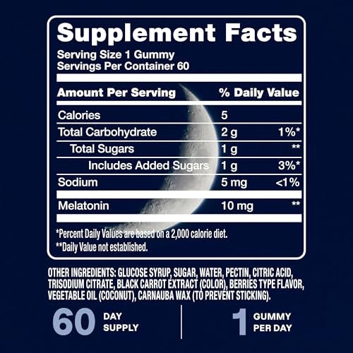 Cliganic Melatonin Gummis (10 mg, 60-Tage-Vorrat) - Schlafhilfe für Erwachsene, Beerengeschmack, Vegan, Nicht-GVO, Koscher, Glutenfrei, Unterstützt den zirkadianen Rhythmus & Fördert erholsame Nächte