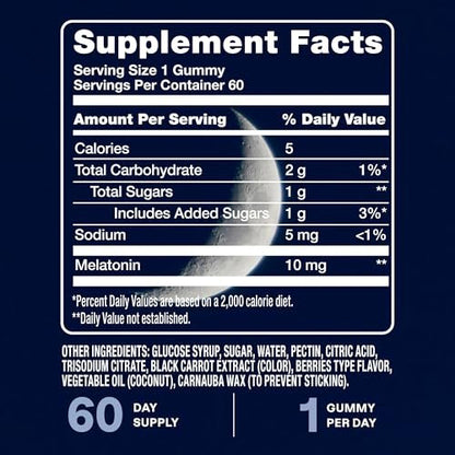 Cliganic Melatonin Gummis (10 mg, 60-Tage-Vorrat) - Schlafhilfe für Erwachsene, Beerengeschmack, Vegan, Nicht-GVO, Koscher, Glutenfrei, Unterstützt den zirkadianen Rhythmus & Fördert erholsame Nächte
