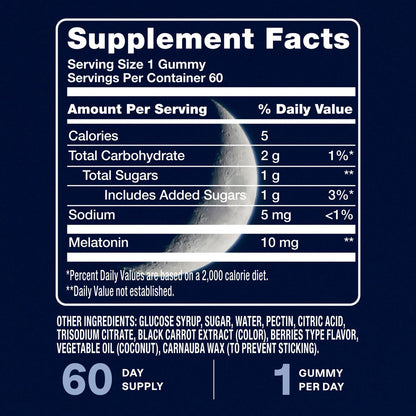 Cliganic Melatonin Gummis (10 mg, 60-Tage-Vorrat) - Schlafhilfe für Erwachsene, Beerengeschmack, Vegan, Nicht-GVO, Koscher, Glutenfrei, Unterstützt den zirkadianen Rhythmus & Fördert erholsame Nächte