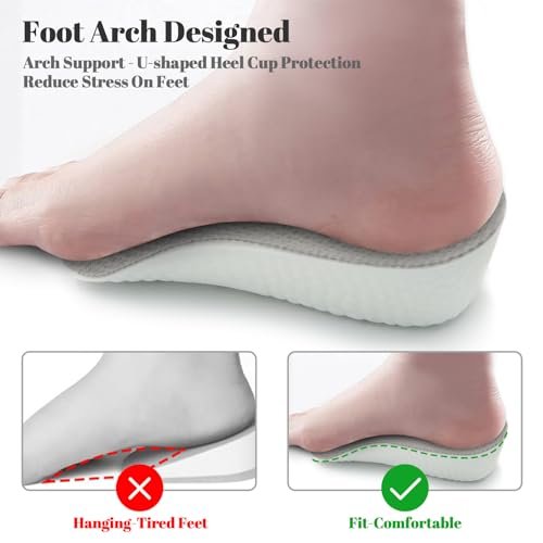 Höhenverstellbare Einlegesohlen für Männer und Frauen - Fußgewölbe-Kontur-Schuhheber, orthopädische Fersenpolster, Gel-Beinlängenausgleicher (Grau, 3 Paare - 1,5 cm / 2,5 cm / 3,5 cm)