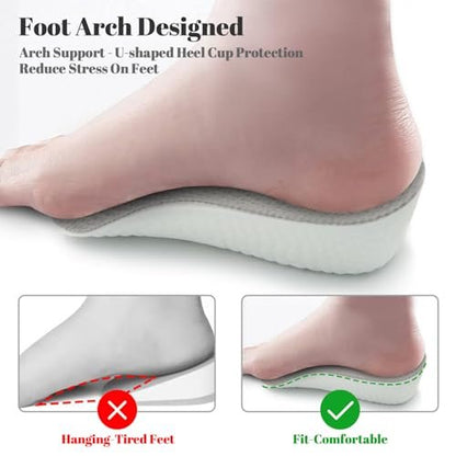 Höhenverstellbare Einlegesohlen für Männer und Frauen - Fußgewölbe-Kontur-Schuhheber, orthopädische Fersenpolster, Gel-Beinlängenausgleicher (Grau, 3 Paare - 1,5 cm / 2,5 cm / 3,5 cm)