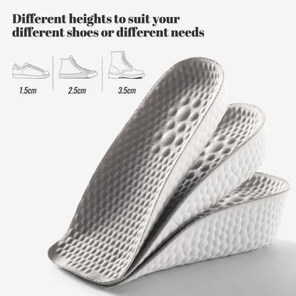 Höhenverstellbare Einlegesohlen für Männer und Frauen - Fußgewölbe-Kontur-Schuhheber, orthopädische Fersenpolster, Gel-Beinlängenausgleicher (Grau, 3 Paare - 1,5 cm / 2,5 cm / 3,5 cm)