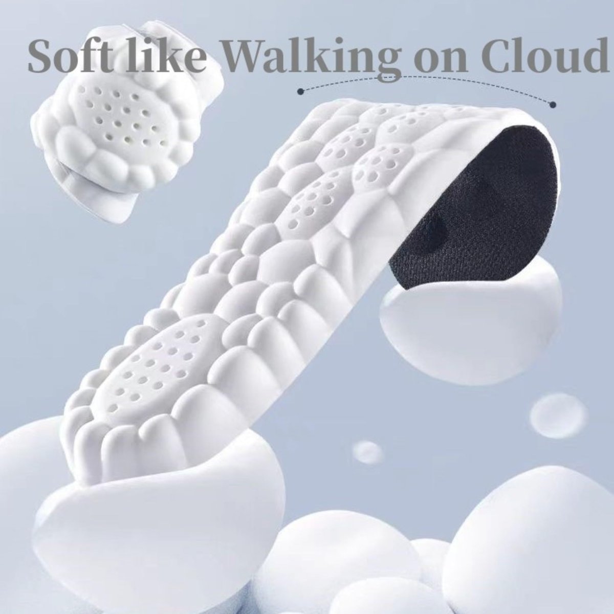 Einlegesohlen für Herren, 4D Cloud Einlegesohlen für Männer und Frauen, Schuheinlagen für Stiefel & Sneaker, zuschneidbar, anti-ermüdend, stoßdämpfend, Fußschmerzlinderung (L: Herren 7-11)
