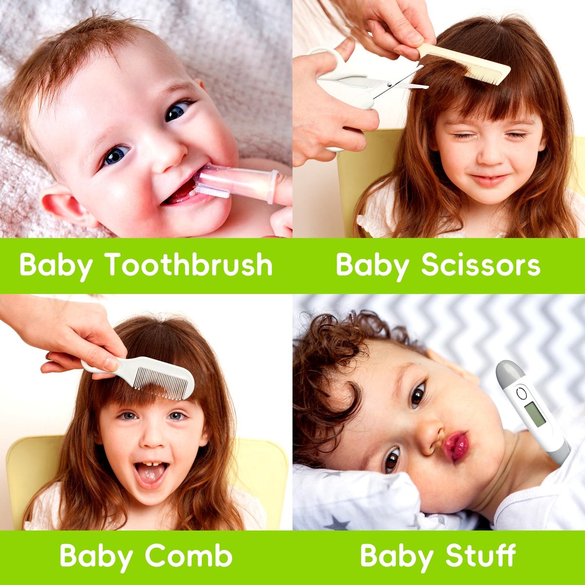 Baby Gesundheits- und Pflegeset, Tragbares Baby-Sicherheitspflegeset, Baby Essentials Set für Neugeborene (Grau-Weiß, 13-in-1)