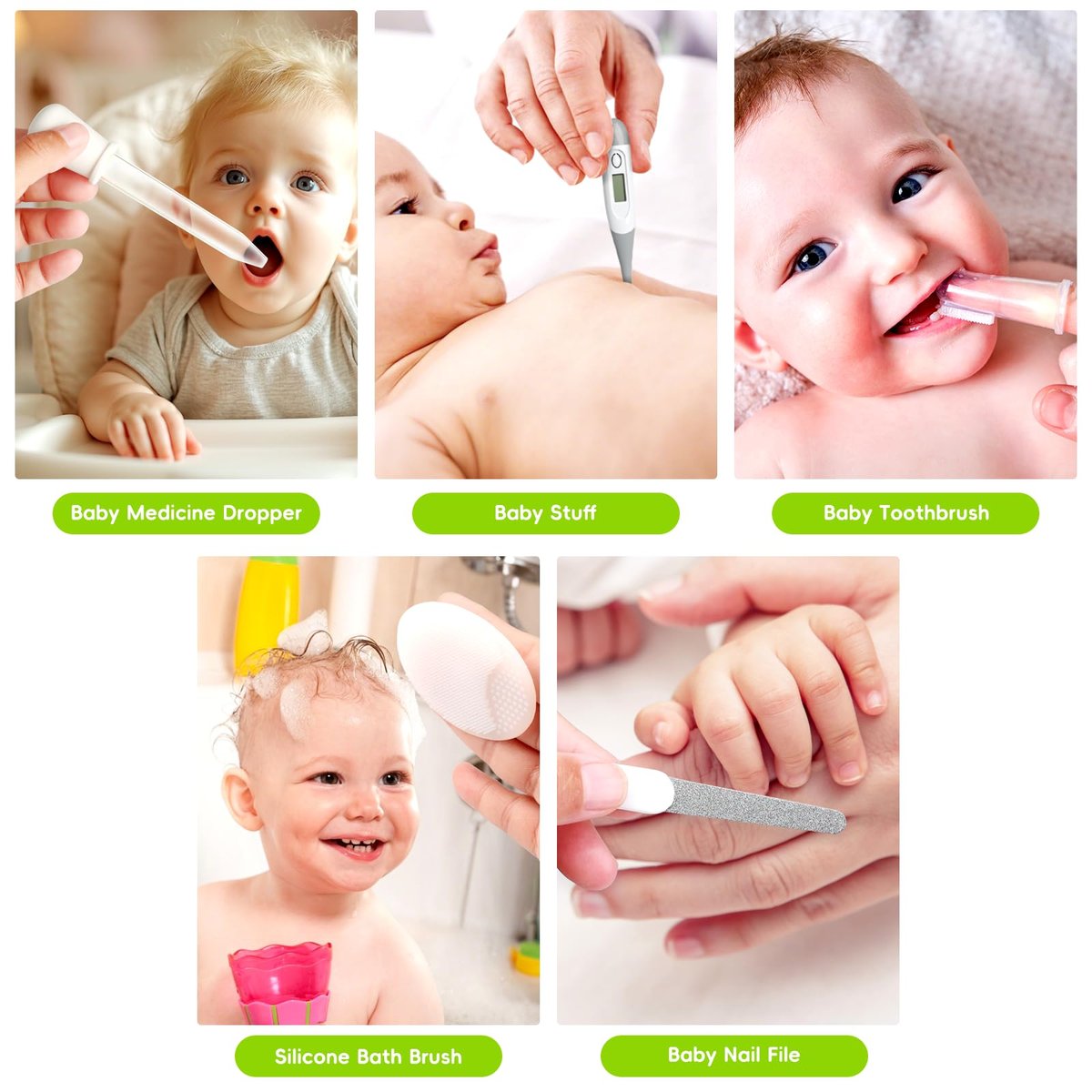 Baby Gesundheits- und Pflegeset, Tragbares Baby-Sicherheitspflegeset, Baby Essentials Set für Neugeborene (Grau-Weiß, 13-in-1)
