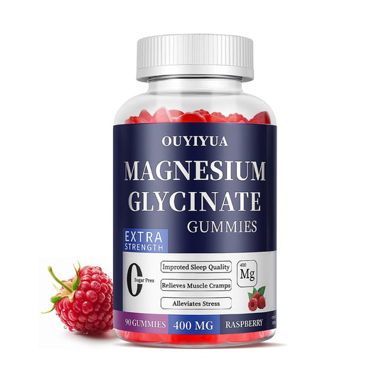 Magnesium Glycinate 400 mg Gummies – Zuckerfrei mit Vitamin D & B6 für besseren Schlaf, Stressabbau und Muskelentspannung – 90 Stück