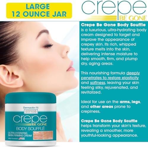 Dermactin Crepe Be Gone Body Souffle Classic – Große 12 Unzen – Ultra-feuchtigkeitsspendende Creme für crepeartige Haut an Hals, Dekolleté, Armen & Beinen