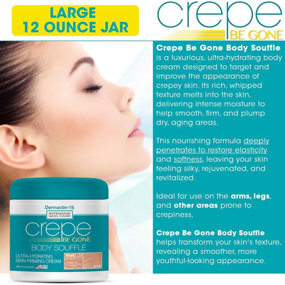 Dermactin Crepe Be Gone Body Souffle Classic – Große 12 Unzen – Ultra-feuchtigkeitsspendende Creme für crepeartige Haut an Hals, Dekolleté, Armen & Beinen