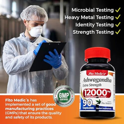 FITO MEDIC'S Lab Ashwagandha Kapseln – 90 Kapseln | Hochwertiges Nahrungsergänzungsmittel