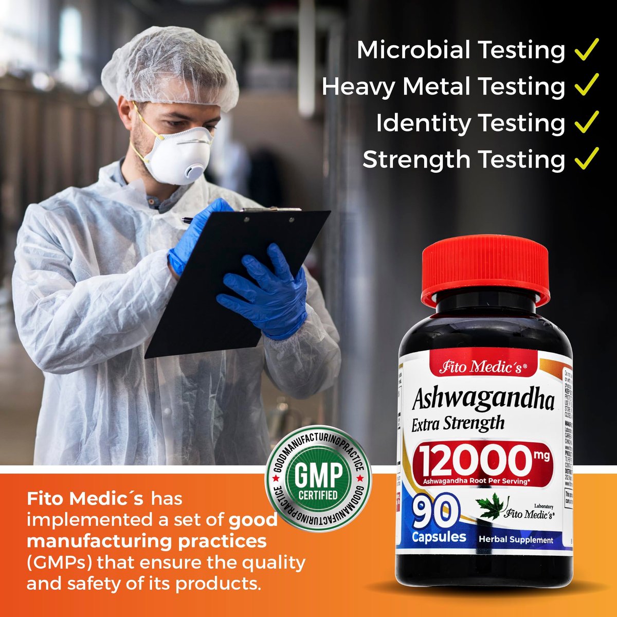 FITO MEDIC'S Lab Ashwagandha Kapseln – 90 Kapseln | Hochwertiges Nahrungsergänzungsmittel