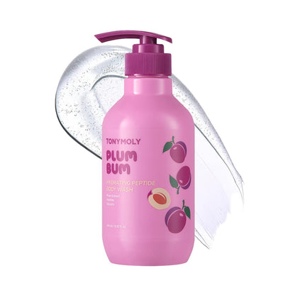 TONYMOLY Plum Bum Peptide Hydrating Body Wash – Feuchtigkeitsspendender & Pflegender Reiniger mit Pflaumenextrakt, Peptiden & Glycerin – Sanftes Koreanisches Körperwaschgel für Weiche, Geschmeidige, Strahlende Haut, 13,5 fl oz