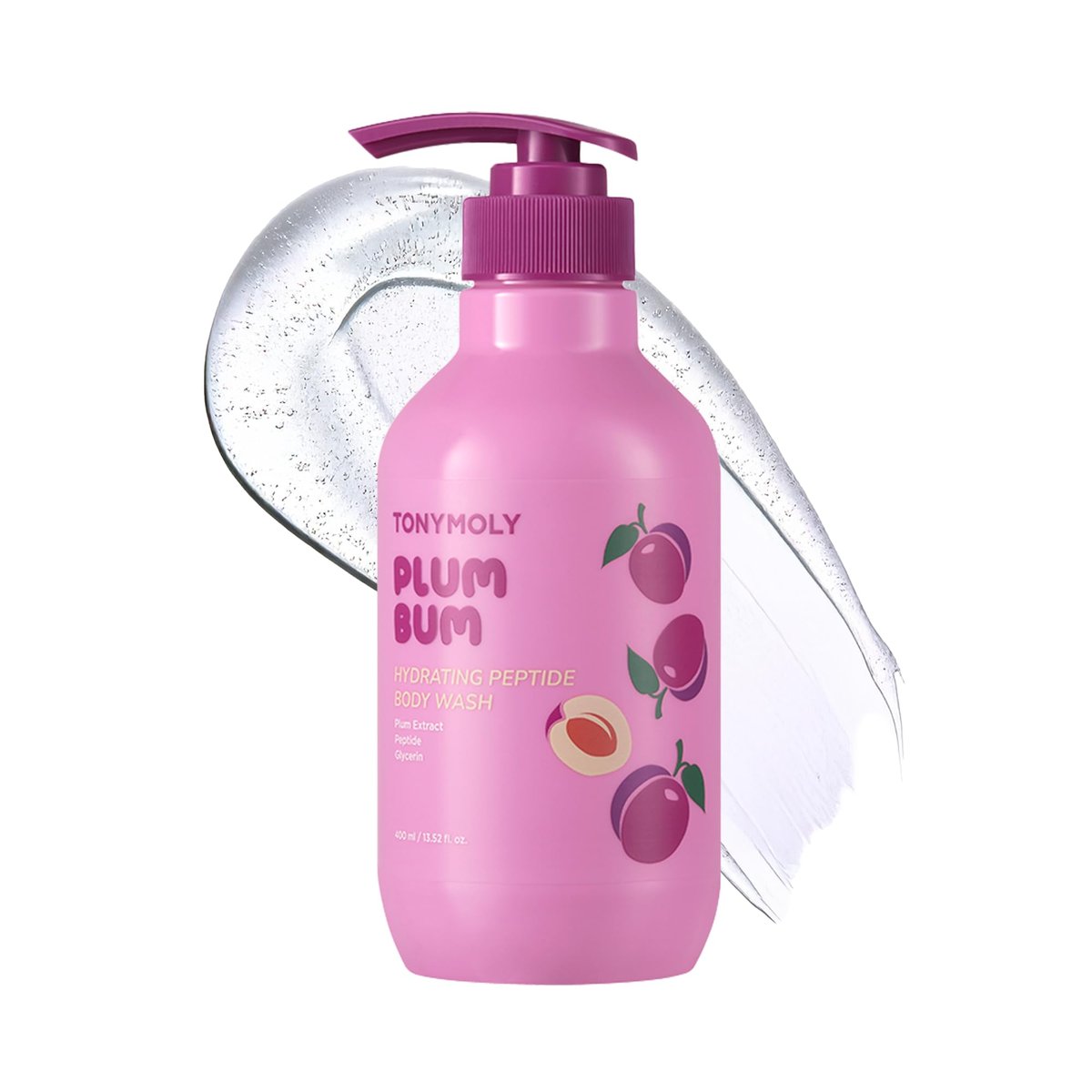 TONYMOLY Plum Bum Peptide Hydrating Body Wash – Feuchtigkeitsspendender & Pflegender Reiniger mit Pflaumenextrakt, Peptiden & Glycerin – Sanftes Koreanisches Körperwaschgel für Weiche, Geschmeidige, Strahlende Haut, 13,5 fl oz