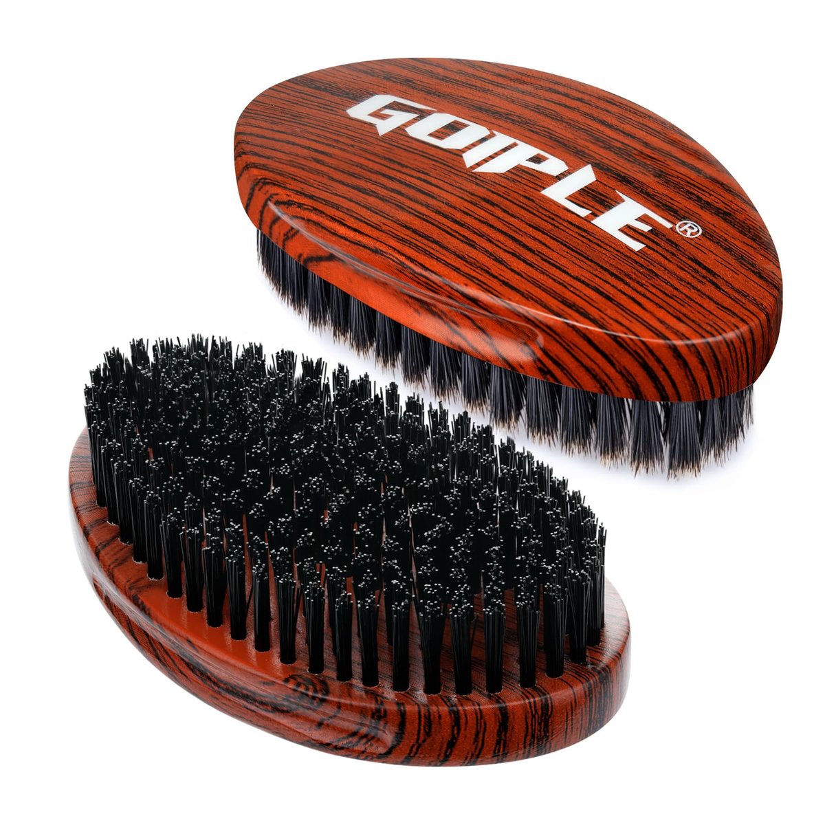 360 Curved Wave Brush für Männer & Bart – Harte Palm-Wave-Haarbürsten, Wellenstyler, ideal zum Wolfen – 360 Wolfin Pro Nylon-Hartborstenbürste für Friseure & den täglichen Gebrauch, Idee für schwarzes Haar (Rot)