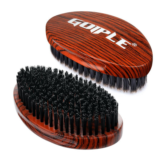 360 Curved Wave Brush für Männer & Bart – Harte Palm-Wave-Haarbürsten, Wellenstyler, ideal zum Wolfen – 360 Wolfin Pro Nylon-Hartborstenbürste für Friseure & den täglichen Gebrauch, Idee für schwarzes Haar (Rot)