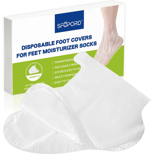 300 Stück Einweg-Fußüberzüge für Feuchtigkeitspflege-Socken - Extra große Plastik-Fußschuhe für Pediküre, Feuchtigkeits- und Paraffinwachsbehandlungen, Spa-Socken für die Fußpflege
