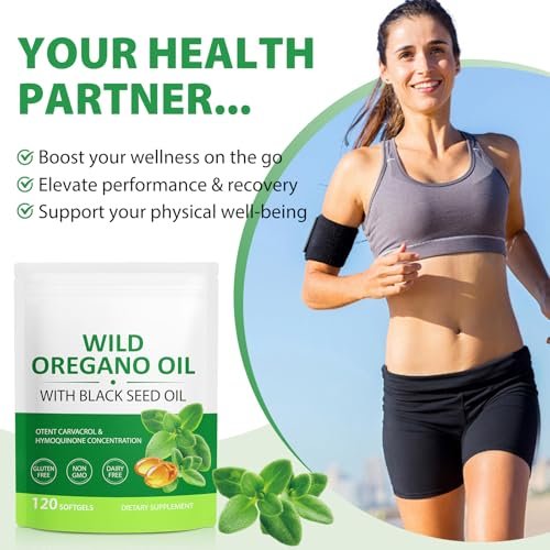 Oregano-Öl Softgels 6000mg, 120 Stück | 2-in-1 mit Schwarzkümmelöl 200mg, Oreganoöl Kapseln, Hoher Carvacrol & Thymoquinon Gehalt für Immununterstützung | Non-GMO, Glutenfrei