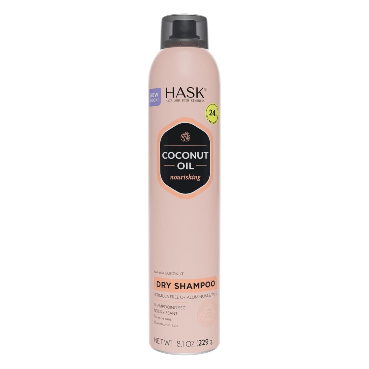 HASK Kokosöl Nährendes Trockenshampoo – Absorbiert Öl, verleiht Volumen und leichte Textur, pflegt das Haar, ohne Sulfate oder Parabene, tierversuchsfrei – 240 ml