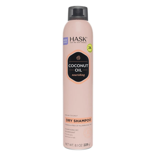 HASK Kokosöl Nährendes Trockenshampoo – Absorbiert Öl, verleiht Volumen und leichte Textur, pflegt das Haar, ohne Sulfate oder Parabene, tierversuchsfrei – 240 ml