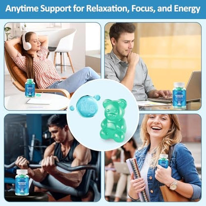Magnesiumglycinat Gummies 500mg, Zuckerfrei für Erwachsene & Kinder, Magnesium Gummies für Schlaf, Stress & Muskelentspannung, Unterstützt Knochen- & Nervengesundheit, Vegan, Pektin-basiert, 60 Stück, Blaubeergeschmack
