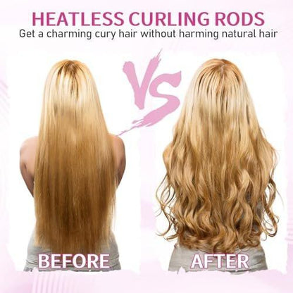 JJUNW 30-teiliges Lockenwickler-Set ohne Hitze für natürliches Haar – Rosa Kunststoff-Haarwickler mit Clips für langes & kurzes Haar, DIY-Dauerwellen-Set mit Lockenstäben und Perm-Papier