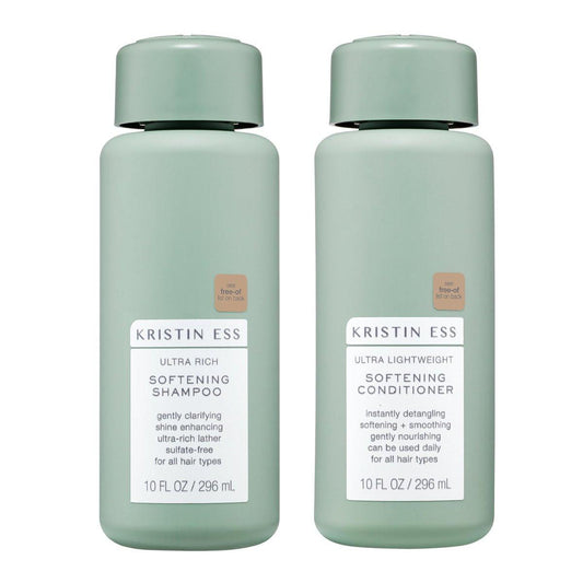 Kristin Ess Softening Moisture Repair Shampoo und Conditioner Set für trockenes Haar – leichter Duft – Anti-Frizz – Sulfatfrei + Farbsicher – Tiefenpflege für coloriertes & trockenes, geschädigtes Haar