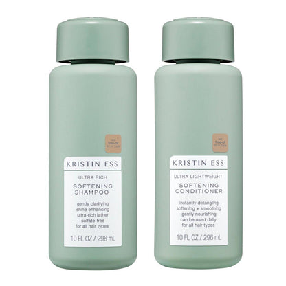 Kristin Ess Softening Moisture Repair Shampoo und Conditioner Set für trockenes Haar – leichter Duft – Anti-Frizz – Sulfatfrei + Farbsicher – Tiefenpflege für coloriertes & trockenes, geschädigtes Haar