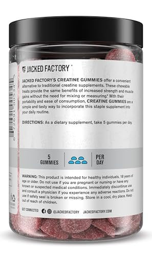 Jacked Factory Creatine Gummies 5g Tagesdosis (1g pro Gummy) - Kreatin Gummibärchen für Männer und Frauen, vegan-freundlich, reisefreundlich, drittanbietergetestet - 150 Gummibärchen, Blaue Himbeere