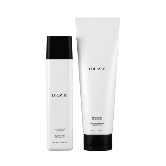 LolaVie Restorative Shampoo & Conditioner Set (8,5 oz) – Repariert geschädigtes Haar, schützt vor Haarbruch, reduziert Frizz für 12x weicheres, glatteres Haar – Farbsicher – Alle Haartypen